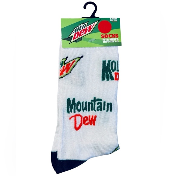 Mountain Dew White Crew Socks - Picture 1 of 3
